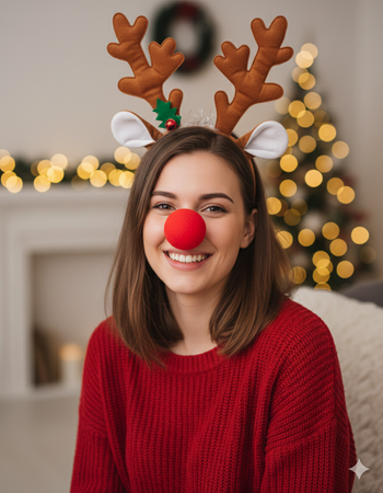 ZESTAW RENIFER: OPASKA ROGI RENIFERA + CZERWONY NOS PIANKOWY