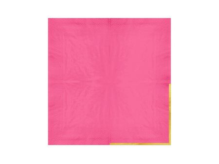 SERWETKI PAPIEROWE FUKSJA RÓŻ ZE ZŁOTYM OBRAMOWANIEM 33X33CM 10SZT