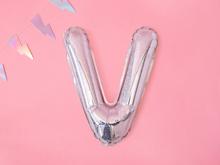 BALON FOLIOWY 35cm, LITERA V HOLOGRAFICZNY