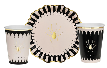 ZESTAW PAJĄK TALERZYKI+KUBECZKI HALLOWEEN