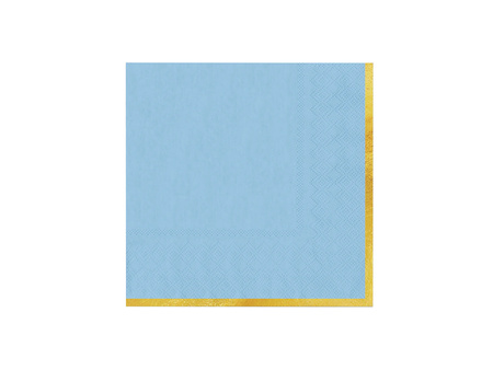 SERWETKI PAPIEROWE NIEBIESKIE ZE ZŁOTYM OBRAMOWANIEM 33X33CM 10SZT