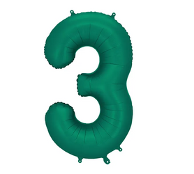BALON FOLIOWY CYFRA 3 86CM BUTELKOWA ZIELEŃ