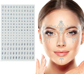 BŁYSZCZĄCE KLEJNOTY NA TWARZ SREBRNE