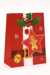 TOREBKA PREZENTOWA ŚWIĄTECZNA 3D PIERNIK 26 X 32 X 10 CM