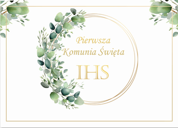 PLAKAT KOMUNIJNY KIELICH ZŁOTY IHS