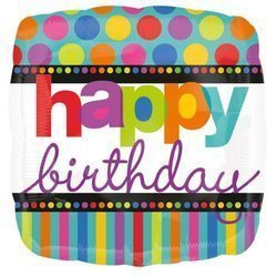 BALON FOLIOWY 43cm, HAPPY BIRTHDAY - URODZINY