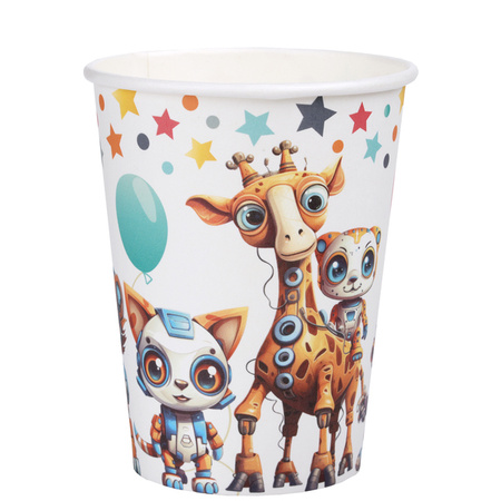 KUBECZKI PAPIEROWE KOSMICZNE ZWIERZĘTA 270 ML 10 SZTUK