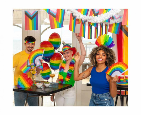 Wachlarz Rainbow 23 cm kolorowy tęczowy tęcza