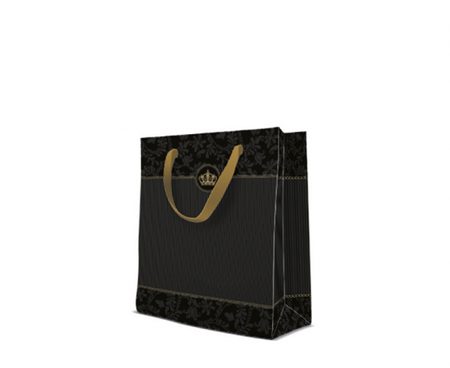 TORBA PREZNTOWA CZARNA KORONA 20X25X10 CM