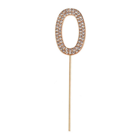 TOPPER NA TORT LICZBA 0 , METALOWY , SREBRNY 10 cm