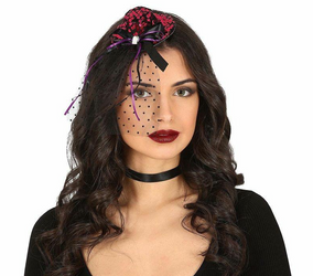 SEQUIN SMALL LILAC HAT WITH VEIL TIARA