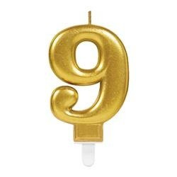 ŚWIECZKA URODZINOWA CYFRA 9 ZŁOTA