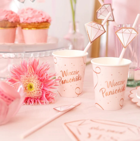 KUBECZKI WIECZÓR PANIEŃSKI RÓŻOWE ZŁOTO 6 SZT 220 ML