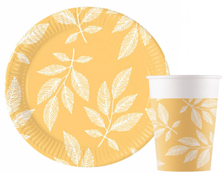 ZESTAW GAŁĄZKI POMARAŃCZOWE TALERZYKI+SERWETKI