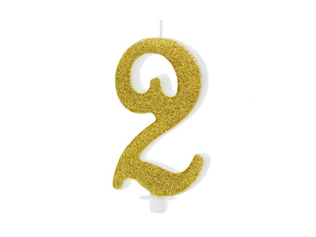ŚWIECZKA URODZINOWA CYFRA 2 ZŁOTA