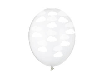 BALONY 30 cm PRZEJRZYSTE CHMURKI 50 szt.