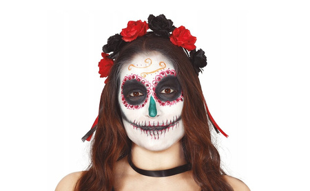 OPASKA LOS MUERTOS CZARNO-CZERWONE RÓŻE 