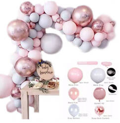 GIRLANDA BALONOWA RÓŻOWO-SZARA 139 EL.