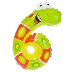BALON FOLIOWY ZWIERZĄTKO CYFRA 6 45 CM