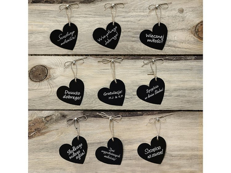 ZAWIESZKI SERCA CZARNE 5 x 4,5CM 10 SZT.