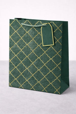 TORBA PREZENTOWA ZIELONA TEKSTURA SKÓRY 23 X 18 X 10 CM