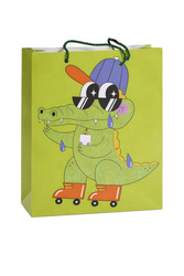 TORBA PREZENTOWA ZIELONA KROKODYL BROKAT 26 X 32 X 10 CM