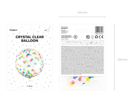 BALON KULA W KOLOROWE KROPKI 40 CM