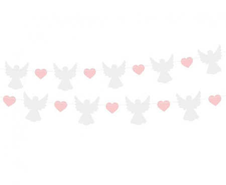 GIRLANDA PAPIEROWA ANIOŁY RÓŻOWE 150 CM