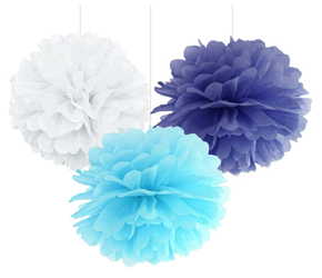 ZESTAW KWIATÓW BIBUŁOWYCH NIEBIESKI 25 CM