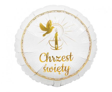 BALON FOLIOWY CHRZEST ŚWIĘTY GOŁĄBEK I ŚWIECA 18 CALI 36 CM
