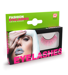 SZTUCZNE RZĘSY RÓŻOWE ZE SREBRNĄ LAMETĄ