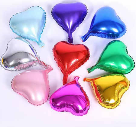 BALON FOLIOWY NA PATYCZKU SERCE RÓŻOWY 10 CM