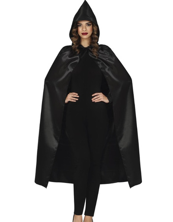 PELERYNA CZARNA Z KAPTUREM 120 CM 