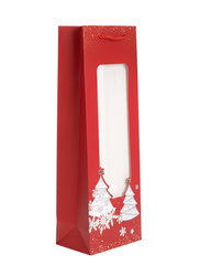 TOREBKA PREZENTOWA ŚWIĄTECZNA NA BUTELKĘ Z OKIENKIEM 35 X 12 X 9 CM