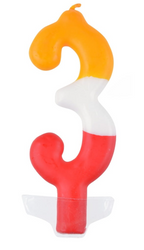 ŚWIECZKA URODZINOWA CYFRA 3 KOLOROWA 10 CM