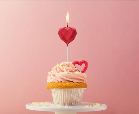 ŚWIECZKA PIKER SERCE DIAMENT CZERWONE 10,5 CM