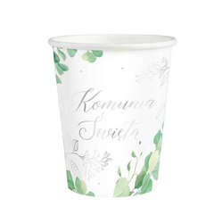 KUBECZKI KOMUNIA ŚWIĘTA EUKALIPTUS SREBRNE 220 ML 6 SZT. IHS