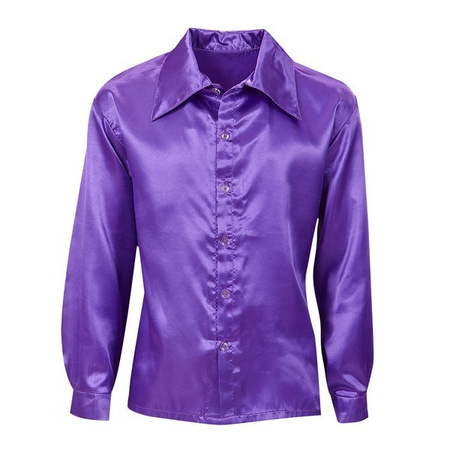 KOSZULA MĘSKA SATYNOWA FIOLETOWA 