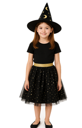 ZESTAW CZARODZIEJKI: KAPELUSZ WELUROWY CZARNY + SPÓDNICZKA TUTU CZARNA
