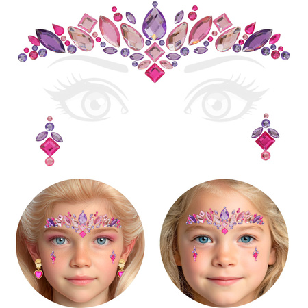 NAKLEJKI SAMOPRZYLEPNE NA TWARZ RÓŻOWE KRYSZTAŁKI 