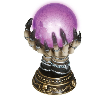 KRYSZTAŁOWA KULA NA DŁONIACH WIEDŹMY HALLOWEEN LED