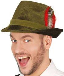 KAPELUSZ ZIELONY Z PIÓRKAMI