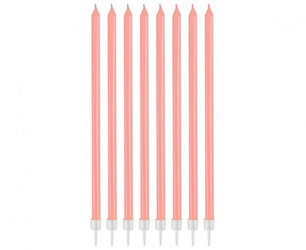 ŚWIECZKI PERŁOWE JASNORÓŻOWE 8 SZT. URODZINY