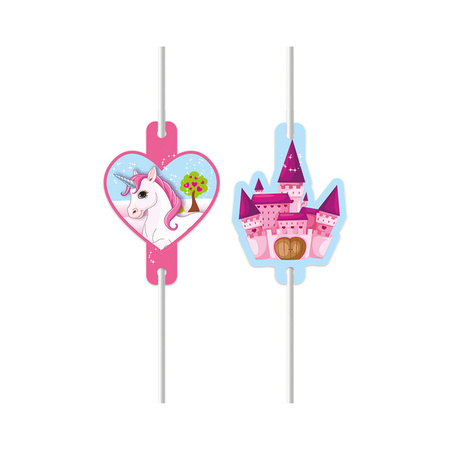 SŁOMKI PAPIEROWE JEDNOROŻEC ZAMEK 4 SZT