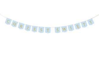 GIRLANDA BANER CHRZEST ŚWIĘTY NIEBIESKO-ZŁOTY 2M
