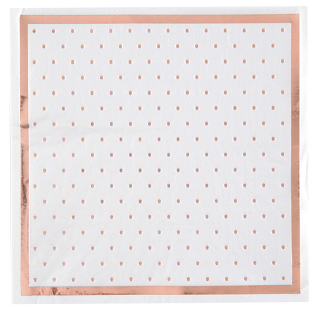 SERWETKI PAPIEROWE RÓŻOWO-ZŁOTE KROPKI BIAŁE 33x33 CM 20 SZT