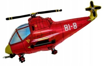 BALON FOLIOWY HELIKOPTER CZERWONY 14 CALI 25 X 45 CM