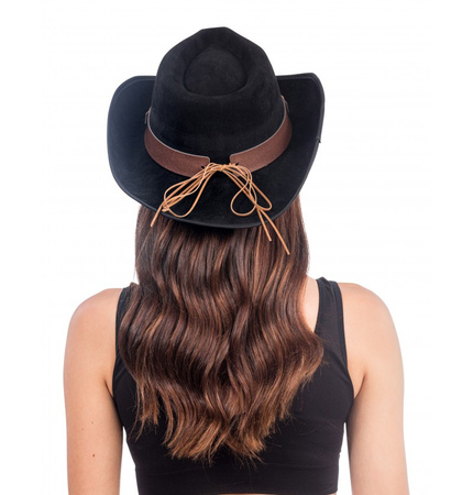 KAPELUSZ KOWBOJSKI CZARNY ZAMSZ 