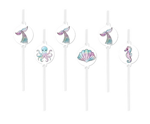 SŁOMKI PROSTE URODZINOWE SYRENKA 6 SZT