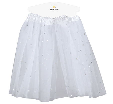 SPÓDNICZKA TUTU BIAŁA W GWIAZDKI 30 CM